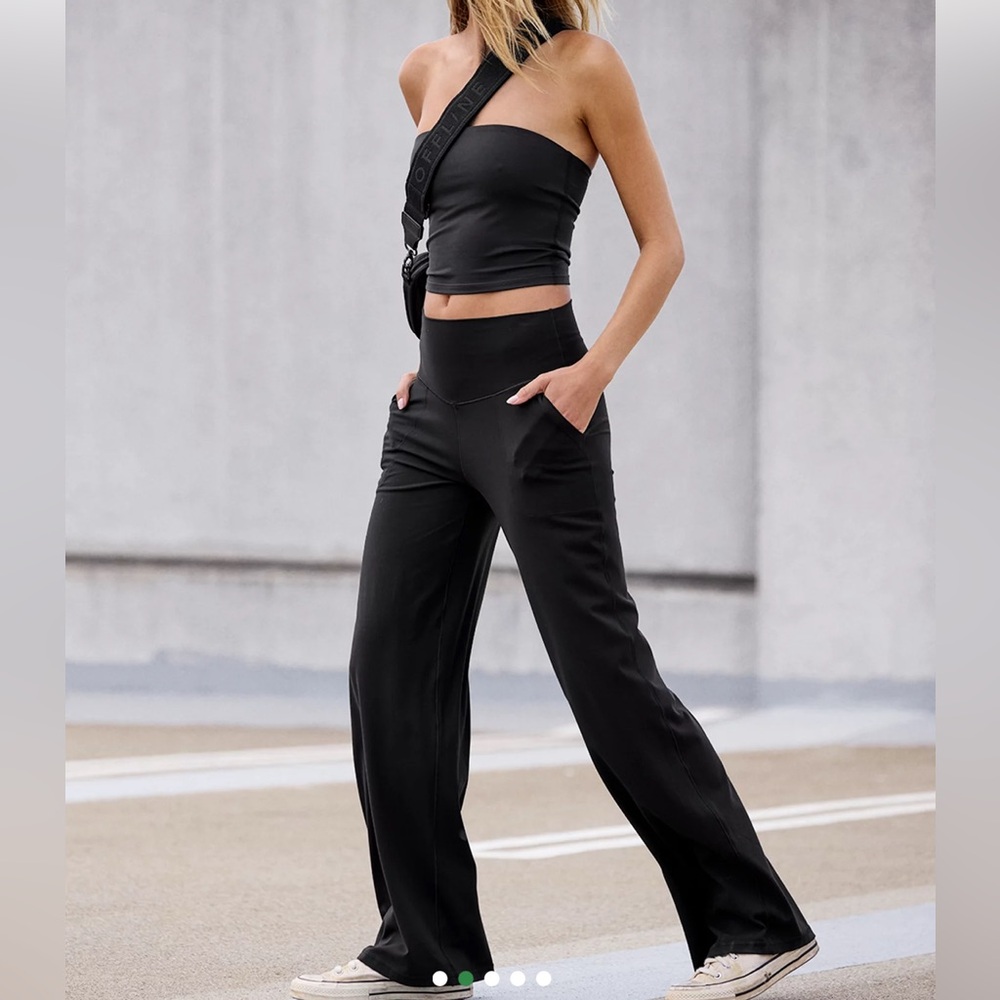 OFFLINE By Aerie Real Me XTRA High Waisted Ribbed Wide leg Trouser